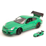 WELLY WE8015GR PORSCHE 911 GTR 3 RS 2007 GREEN WITH BLACK STRIPES 1:18