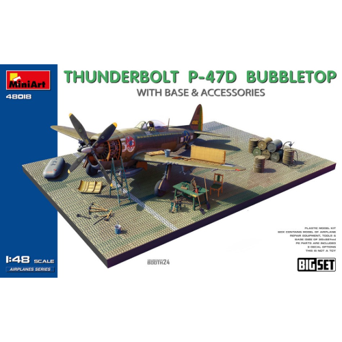 MINIART MIN48018 THUNDERBOLT P-47D BUBBLETOP W/BASE & ACCESSORIES BIG SET KIT 1:48