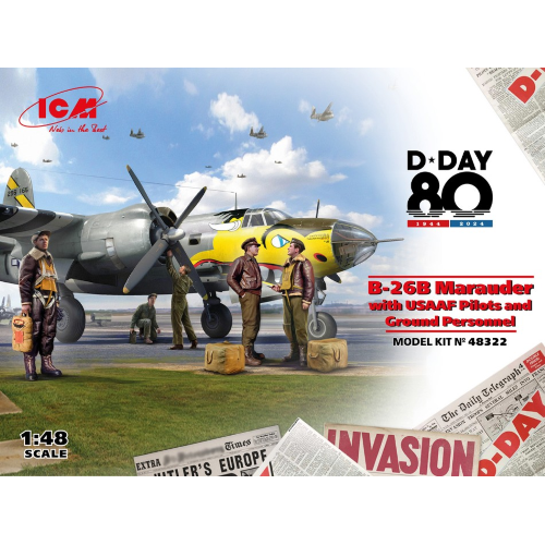 ICM48322 B-26B MARAUDER WITH USAAF PILOTS AND GROUND PERSONNELL KIT 1:48
