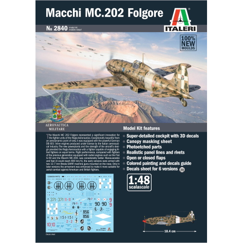 Italeri 2840 - Macchi MC.202 Folgore 1:48, nuovi stampi