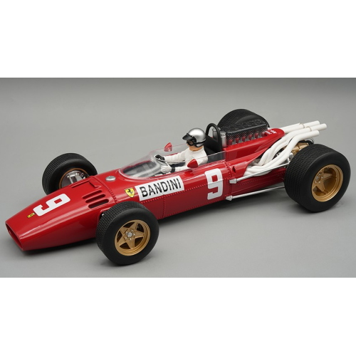 TECNOMODEL TMD18318B FERRARI 312 F1 N.9 GERMAN GP 1966 L.BANDINI C/VETRINA E PILOTA 1:18