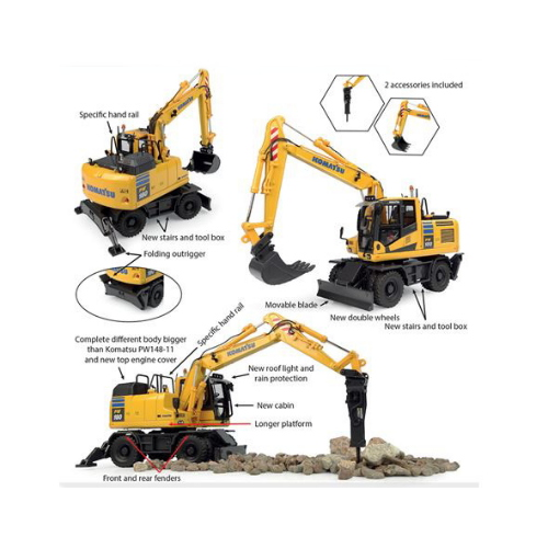 UNIVERSAL HOBBIES UH8163 ESCAVATORE KOMATSU PW180-11 C/ACCESSORI 1:50